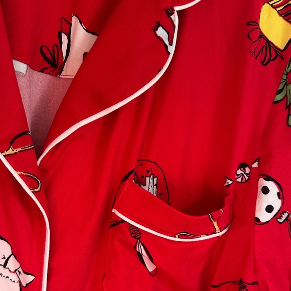 Kate Spade Winter Red Pajamas Button up Top and Bottom Buttery Soft - Picture 4 of 11